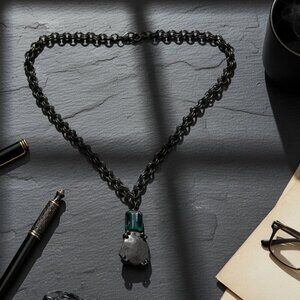 🌿 Edgy Artisan Raw Stone & Chunky Chain Necklace ⛓️